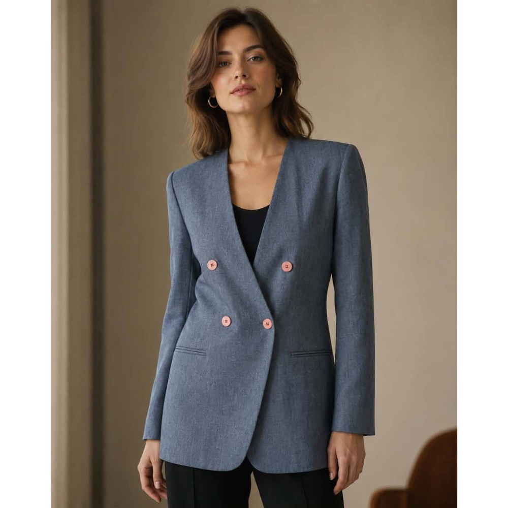 Vintage Power Dressing Wool Jacket‎ Blazer Size 12 Gray Career Scandi Corpcore